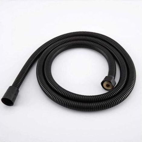 Tuyau de douche en acier inoxydable noir raccords de pommeau de douche à main tuyaux accessoires de salle de bain tuyau en caoutchouc tuyau de plomberie Flexible-2M (1/4)