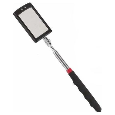 Miroir d'inspection télescopique, miroir télescopique à LED avec 2 lumières LED lumineuses, poignée extensible antidérapante douce, outil d'inspection de voiture (1/4)