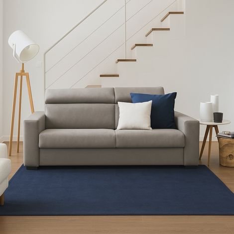 Talamo Italia Sofá fijo Micaela, Gran Sofá de 2 plazas, 100% Made in Italy, Sofá Sala de estar, en tela acolchada, con reposacabezas ajustables y reposabrazos delgados, Cm 200x95h85, Tórtola, con emba (1/3)