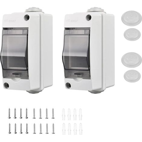 Lot de 2 panneaux électriques extérieurs 2 modules, boîte de distribution étanche IP65, pour extérieur,jardin (1/5)