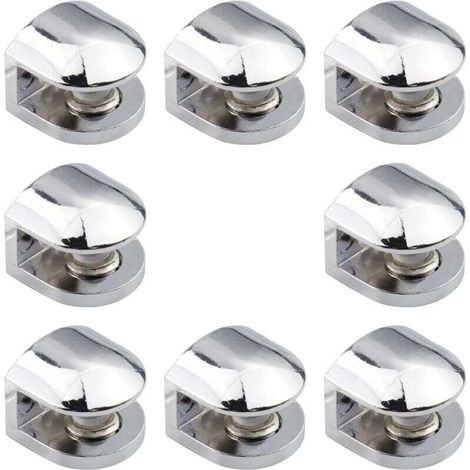 Lot de 8 supports d'étagères en verre réglables en alliage de zinc Convient pour le verre de 8 à 10 mm d'épaisseur