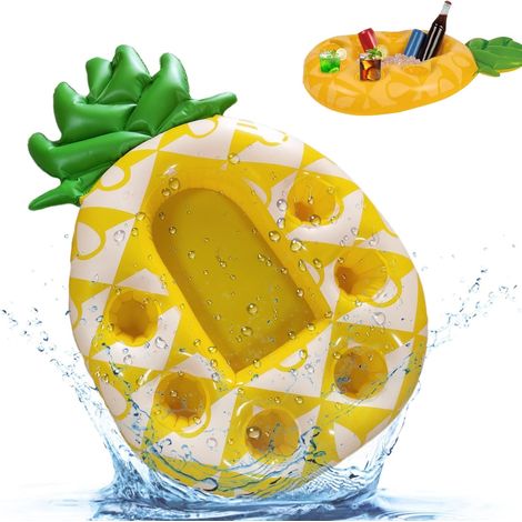 bouée Piscine Gonflable Ananas 50x70 cm avec 6 Porte-gobelets et Compartiment Central Grande flottabilité PVC étanche Accessoire été Plage Jardin fête Piscine (1/5)