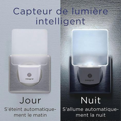 Veilleuse LED intégrée, lot de 2, avec capteur automatique jour/nuit
