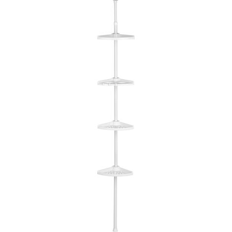 Premier Housewares 4 Tier Spring Mount White Corner Shelf Unit (1/2)