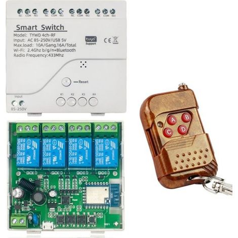 Tuya Smart Switch WiFi DIY Minuterie TéLéCommande AC 85V 250V 4CH RF Smartlife Module Domotique pour Alexa Google Home (1/4)