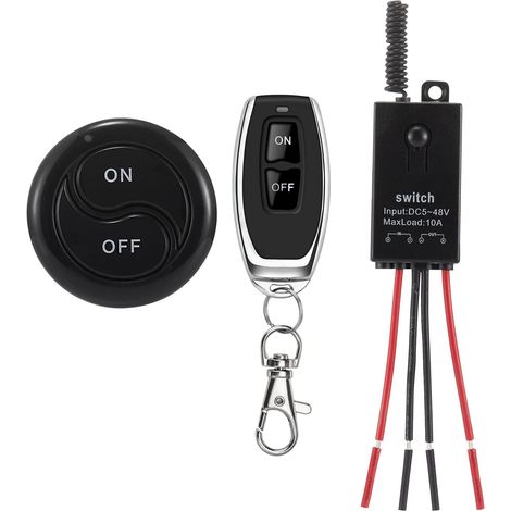 Mini Wireless Light Switch, DC 5V-48V/10A Remote Control Light Switch with 328FT Long Range for Ceiling Lights, Control Fields (1/5)