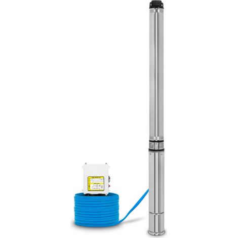 Bomba sumergible pozo 4" acero inox 2200W 20m cable altura 118m agua limpia EBERTH (1/5)