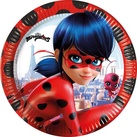 Piatti di carta, Miraculous Ladybug, 23 cm, 8 pezzi.