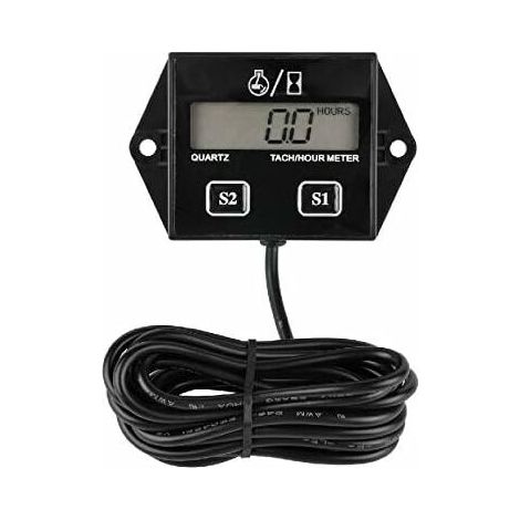 Compteur Horaire de Tachymètre Numérique LCD,Intervalle d'entretien Programmable et Réinitialisable,Surface étanche,Utilisation pour Le Générateur de Tracteur de Tondeuse à Gazon (1/4)