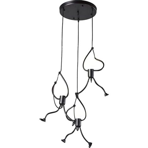 Suspension 3 lumières en fer style dessin animé, suspension pour chambre, décoration de café, ampoule E27 non incluse (1/5)