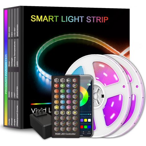 Bande lumineuse musicale intelligente Bluetooth, éclairage d'ambiance décoratif, RGB étanche, basse tension 12V 5050