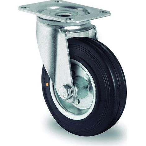 RUEDA .80 GIRAT.PLATAF.METAL/GOMA NEGRA 80K
