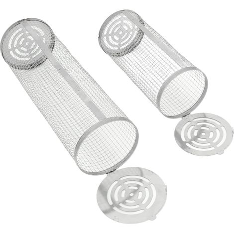 2 pièces cage cylindrique en acier inoxydable pour barbecue, panier grill à légumes et fruits de mer (1/5)