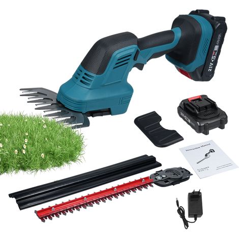 Taille-haies et coupe-arbustes électrique portatif 2 en 1, 21 V, avec 2 batteries 2,0 Ah et chargeur. (1/5)