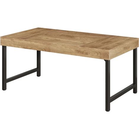 Bureau informatique 140 cm avec plateau aspect bois et structure métal, grand espace de travail pour bureau, télétravail et salle de réunion – CHICFURN (1/5)