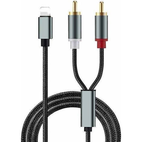 Câble audio 3,5 mm vers 2RCA – Longueur 1 mètre – Transmission audio claire pour amplificateur et haut-parleurs (1/4)
