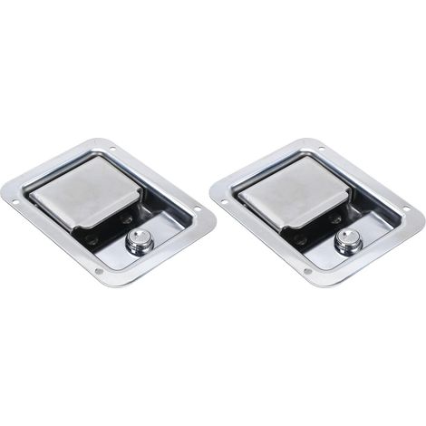 Lot de 2 Loquets de Porte à Palette de Remorque, 140 X 108 Mm, étanches, en Acier Inoxydable, Loquets de Poignée Encastrés avec clé, Serrure de Porte de Remorque RV pour Boîte à Outils, (1/5)