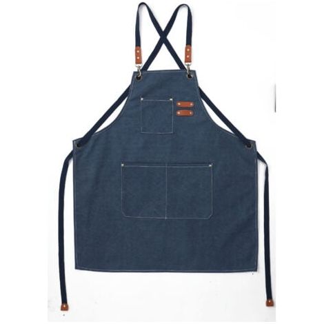 (Marineblau) Küchenschürze Herren Leinenschürze mit 3 Taschen Wasserdicht und Verstellbar Schürze für Grillen, Restaurant, Garten, Schreiner, 78 x 68cm (1/5)