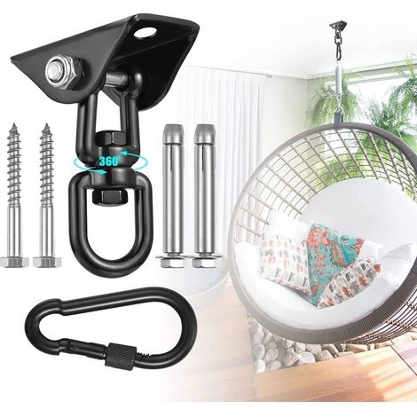 Kit de Suspension pour Hamac avec Crochets en Acier Inoxydable 544,3 kg – Rotation 360° pour Intérieur et Extérieur (1/4)