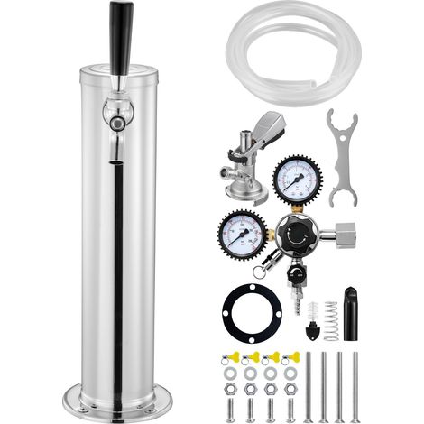 Kit tour à bière simple robinet en inox avec isolation 8 mm, détendeur W21.8 et raccord système A pour comptoir de bar (1/5)