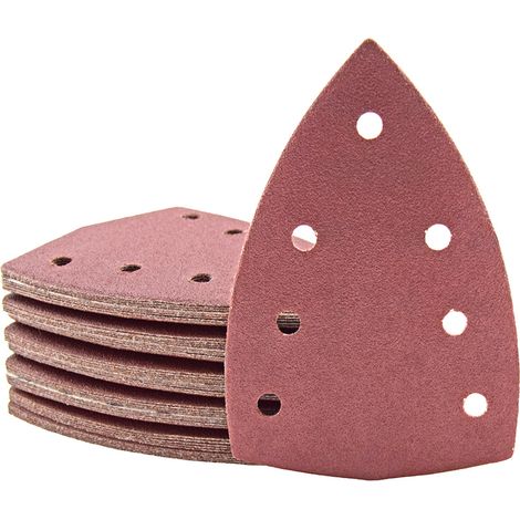 MioTools Fox Carte abrasive velcrate, 150 x 100 mm, 7 fori, p. Levigatrici a delta, Corindone normale (50 Pz.) G80