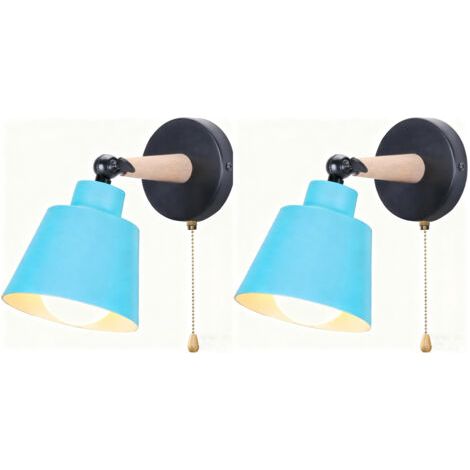 royaluxe- 2PCS Applique Murale Moderne Bleu Applique Murale Rétro Minimaliste Lampe Murale D'Intérieur Nordique E27 (1/5)