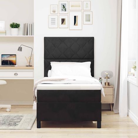 Boxspringbett mit Matratze Schwarz 90 x 190 cm Samt (1/5)