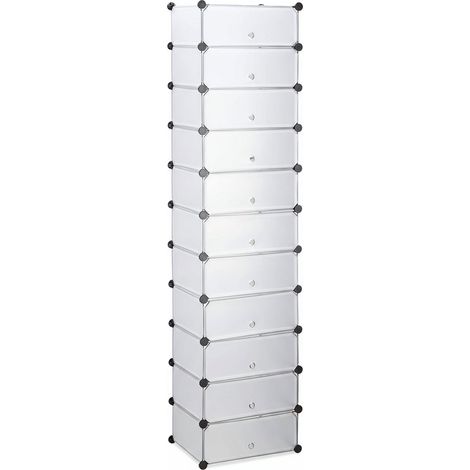 Mueble armario zapatos casilleros plástico modular almacenamiento 20 pares transparente 130001644 (1/4)