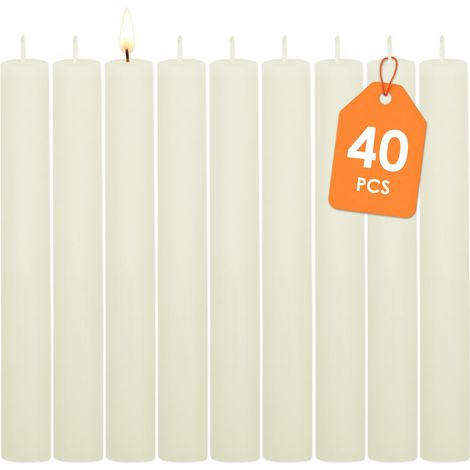Echtwachs Stabkerzen klassisch 40er Pack - creme weiß - Festtags Tafelkerzen Set 17,5 cm Höhe