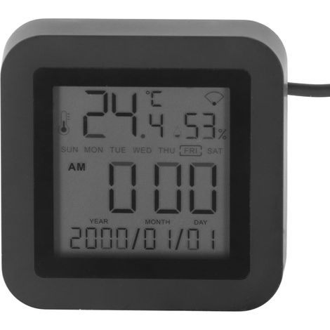 Intelligentes WLAN-Hygrometer-Thermometer mit Infrarot-Fernbedienung und Display. Anzeige von Temperatur und Luftfeuchtigkeit. 5-V-Gleichstromversorgung. (1/5)