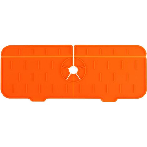 Tapis d'égouttage pour poignée de robinet (orange), tapis de robinet en silicone pour évier, tapis de séchage, cuisine, salle de bain, salle à manger tapis de séchage multifonctionnel (1/4)