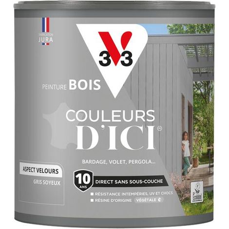 Peinture bois extérieur Couleurs d'Ici® V33 Gris soyeux Velours 0,5L