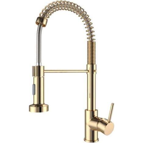 Gold Kitchen Faucet 360° kitchen faucet With 2 Spray Modes Single Lever Kitchen Mixer Cold and Hot Sink Available (1/4)