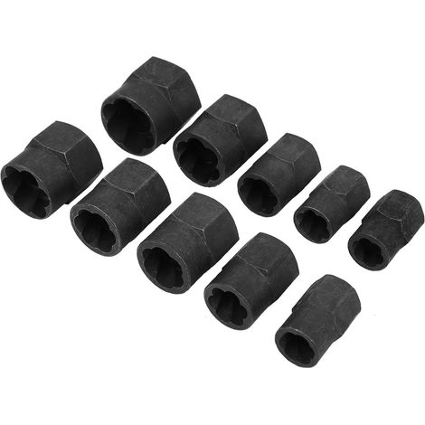 Kit de 10 outils d'extraction d'écrous endommagés pour écrous cassés de 9 à 19 mm, extracteur en boîte aluminium (1/5)