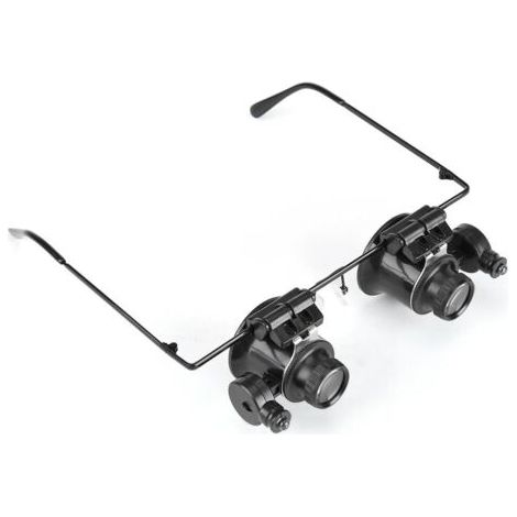 Eye Loupe, Eye Lunettes Loupe avec éclairage LED Professionnel Eye Lunettes de réparation pour Montre 20 x Loupe bijoutier Outil Objectif Loupe (1/5)