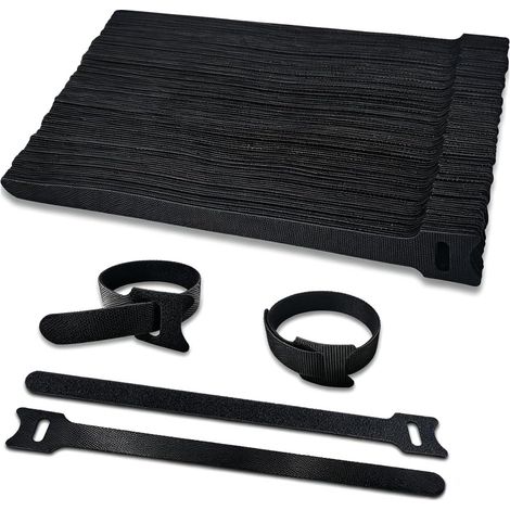 Attache Câble 100pcs Scratch Serre Cable Bande 200mmx12mm Sangle Réutilisable Câble Management Facile à Couper pour Ranger et Organiser Tous Les Câbles, 12mm de Large Non-adhésif Bande Hook & Loop (1/5)