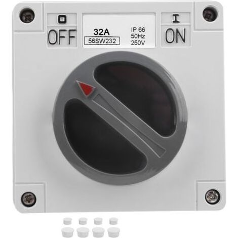 Kaelt - Aiperq – Interrupteur secteur étanche IP66 2P 32A – Commutateur rotatif marche/arrêt avec voyant 250V – Pour installations industrielles et extérieures (1/4)