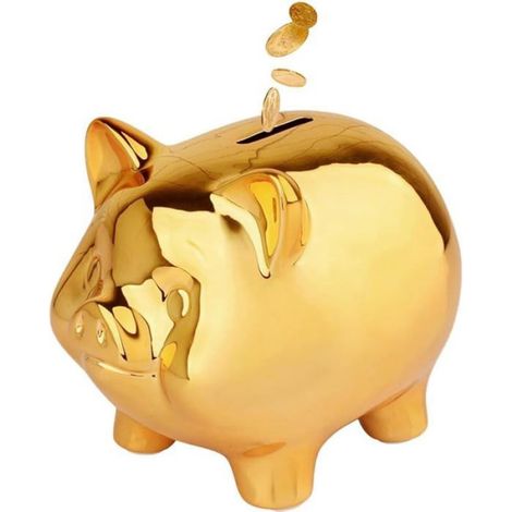 1 Tirelire Cochon,Céramique dorée,Fente ergonomique,Décoration intérieur,Cadeau enfant adulte (1/5)