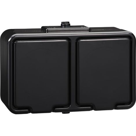 Prise double en saillie avec mise à la terre, IP44, CEDAR noir