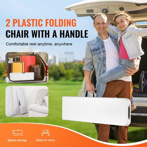 Banc pliable en plastique 183 cm, assise HDPE lisse, 2 pcs blanc, transporter extérieur intérieur fête jardin camping sport multitâche (1/5)