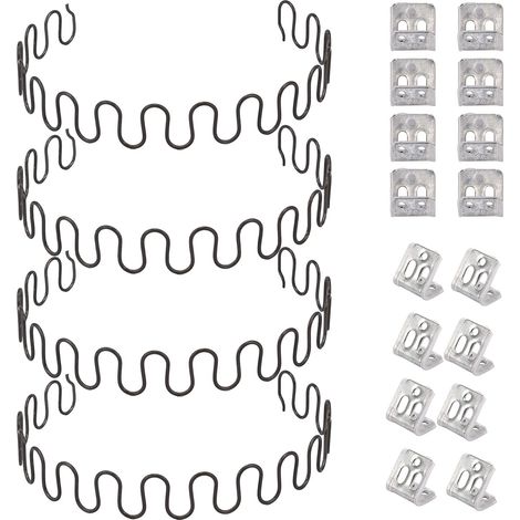 Ressorts de rechange pour canapé 4 pièces 29.53in (75cm) avec 16 clips en S, 4,0 fils de diamètre Kit de réparation de ressorts de canapé pour siège de décoration intérieure de meubles