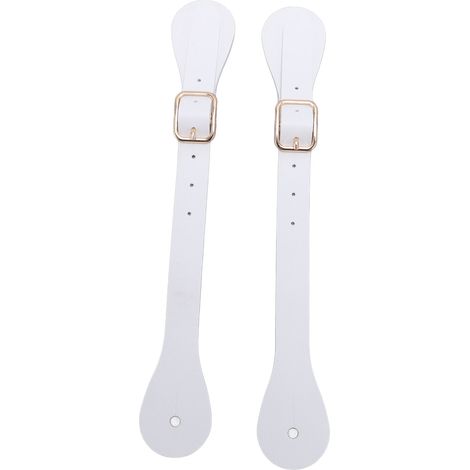 Coppia di cinturini per speroni in similpelle, lunghezza regolabile 22 cm, speroni da equitazione in stile western, colore bianco. (1/5)
