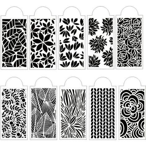 10 modèles de pochoirs feuille et rose pour scrapbooking, peinture et embossage sur cartes, album DIY (1/4)