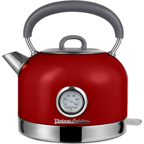 Bouilloire électrique Vintage Cuisine avec thermomètre, 1,7 l ronde (1/4)