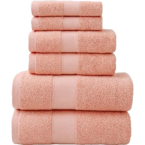 NineClouds Lot de 6 Serviettes à Usage Quotidien,Rose -- 2 Serviettes de Bain 70x140cm,2serviettes de Toilette 31x31 cm,2gants de toilette34x75 cm (1/5)