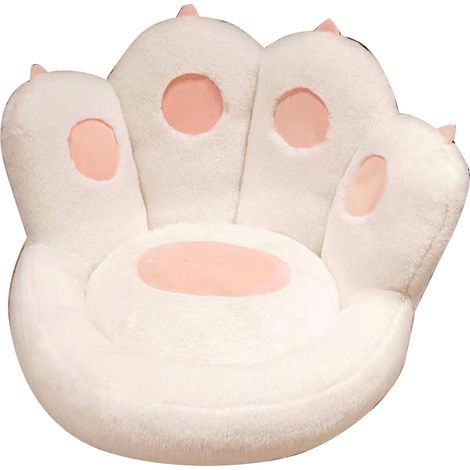 Coussin Patte de Chat Style Kawaii - Coussin de Chaise Mignon, Coussin de Sol Doux pour Canapé et Salon, Blanc (1/5)