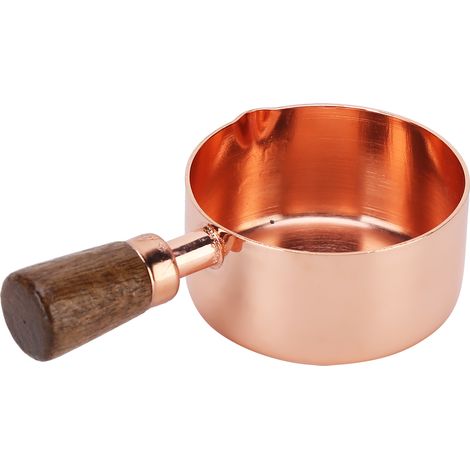 Poêle à Sauce en Acier Inoxydable Rose Gold avec Manche en Bois, Casserole de Cuisine pour Sauces, 1/4 Tasse (1/5)