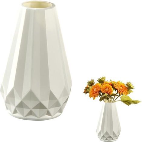 Pair Vase décoratif en plastique incassable pour fleurs, vase à fleurs moderne pour salon, bureau, décoration de mariage (blanc)