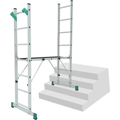 Echelle Direct – Échafaudage pour escalier 3.00m haut – Charge maximale 150kg – Plateau antidérapant – Barre stabilisatrice – 8507