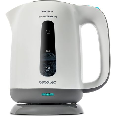 Bouilloire électrique 170, 1,7 litres, Sans BPA, 2200 W, Base 360 °, Filtre anticalcaire, Système de sécurité double, 1 litre, Plastique (1,7 L) (1/5)